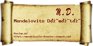 Mendelovits Dömötör névjegykártya